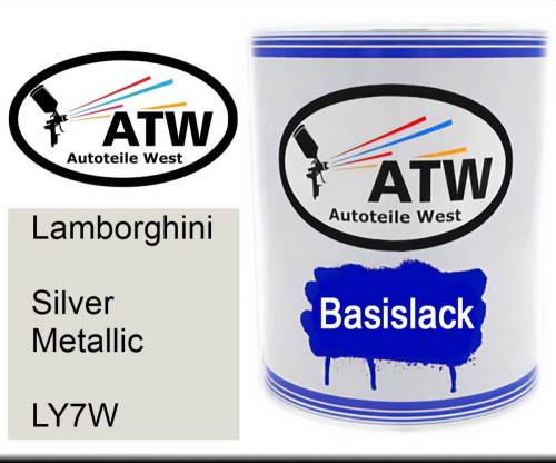 Lamborghini, Silver Metallic, LY7W: 1L Lackdose, von ATW Autoteile West.